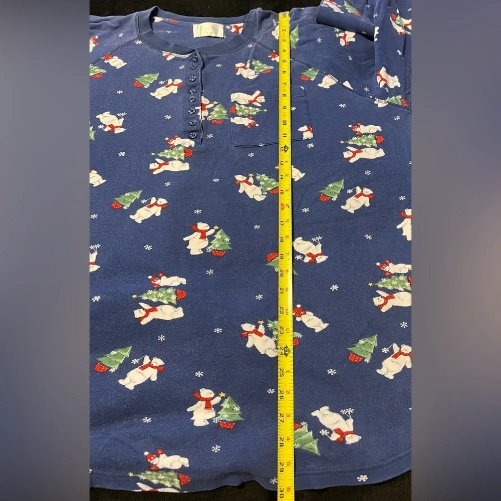 UC Vtg Cabernet Blue Polar Bear Christmas Snowflake Sleep Top Women’s 4XL